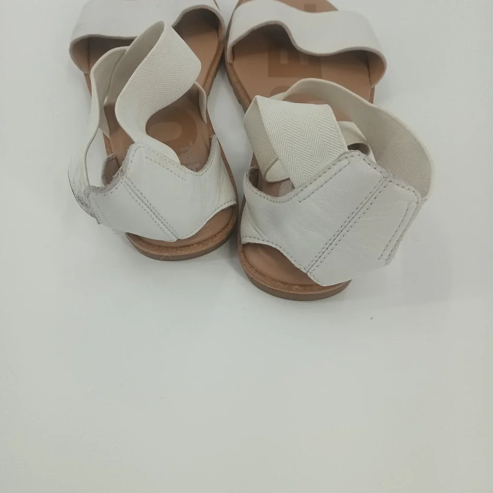 Sorel Ella II Sandal Sea Salt White Leather Elastic Straps NL4044-125 Womens 6.5